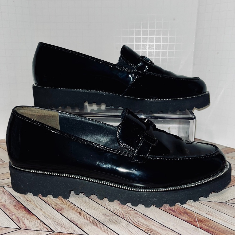 Paul Green‎ Nandi LFR Horse Bit Loafers Womens 9.5 Black Patent Leather Lug Sole - Picture 12 of 13